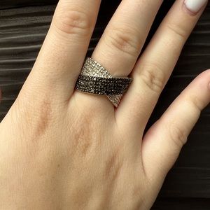 Black and White Diamond CZ’s Fancy Ring